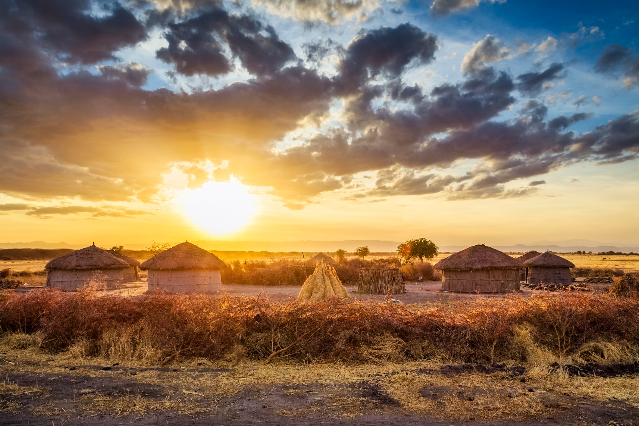 Aldea masai en Tanzania, África