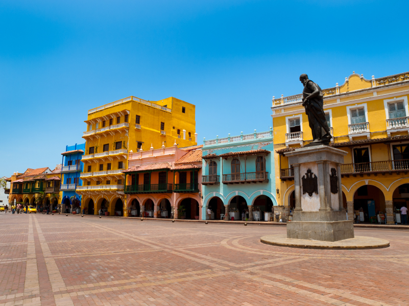 Fachadas coloniales de Cartagena de Indias en Colombia