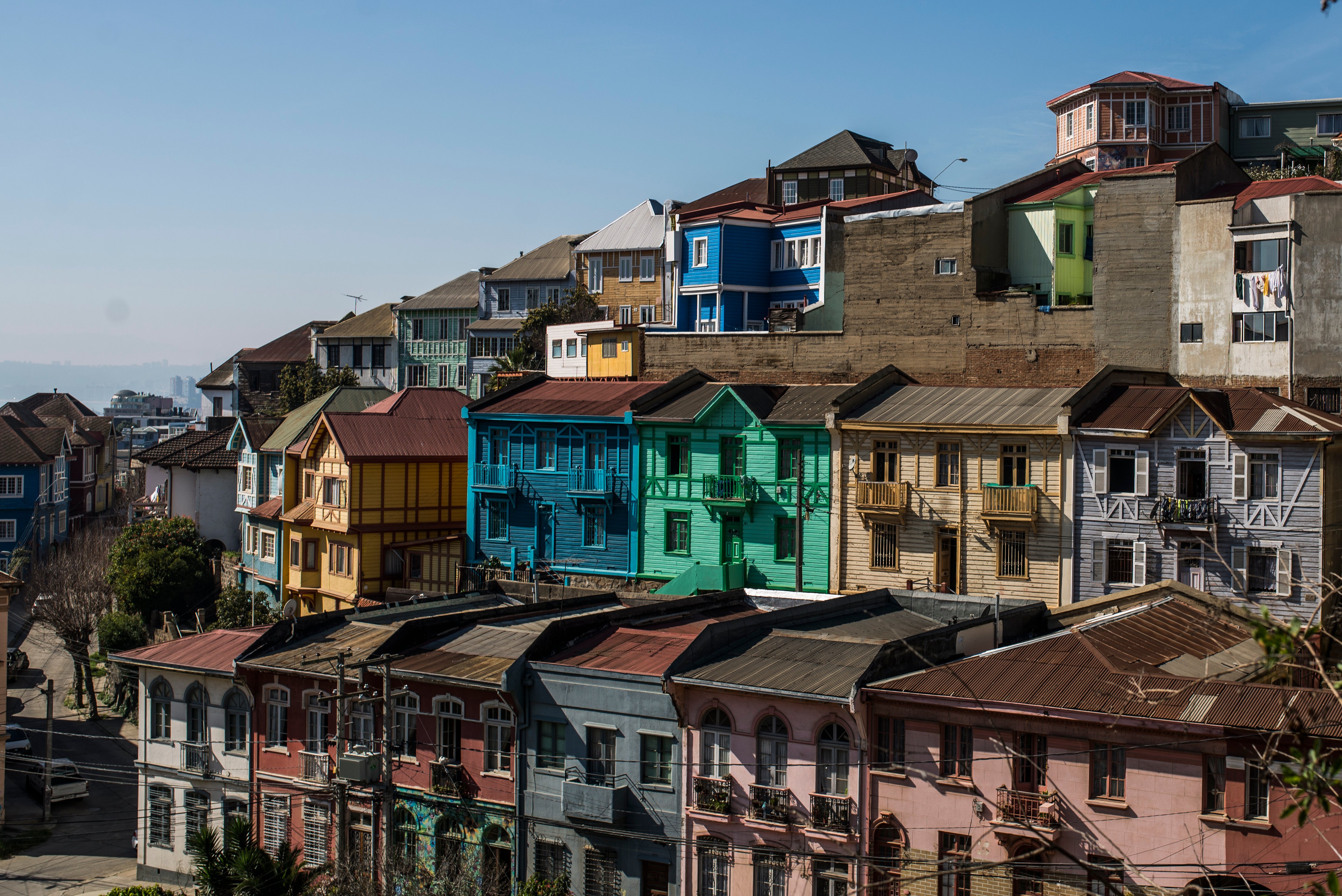 Casas de colores en el Cerro Concepción en Valparaíso