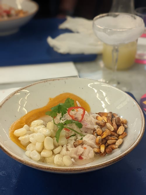 Ceviche en Hotel B en Lima, viaje a Perú