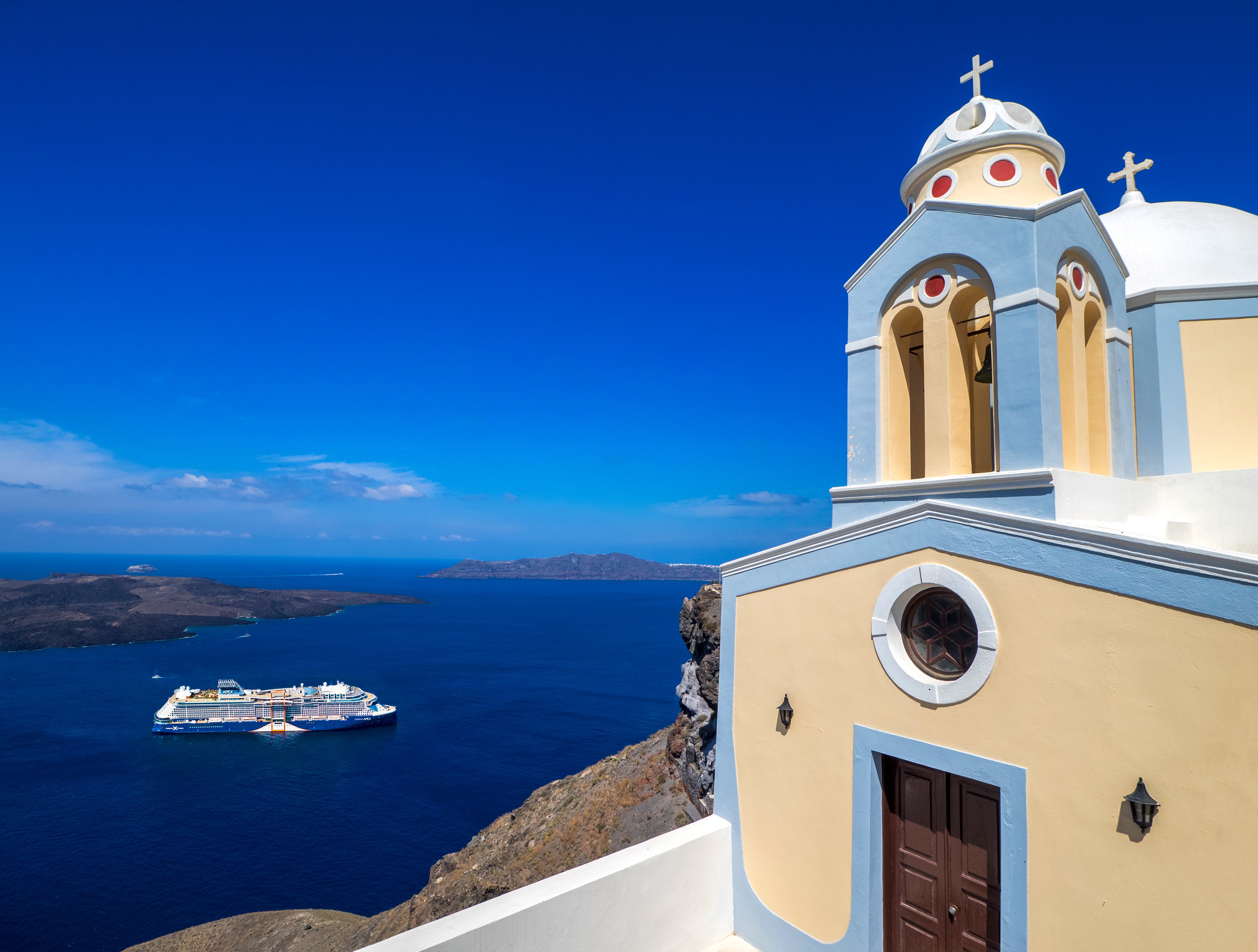 Crucero Celebrity en Santorini, mar Mediterráneo