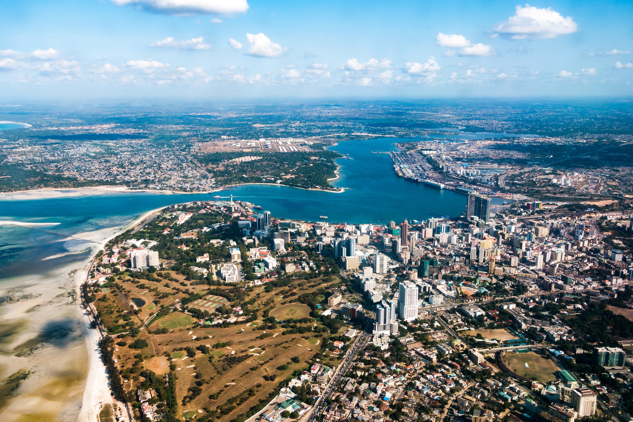 Dar es Salaam, en Tanzania, desde el avión