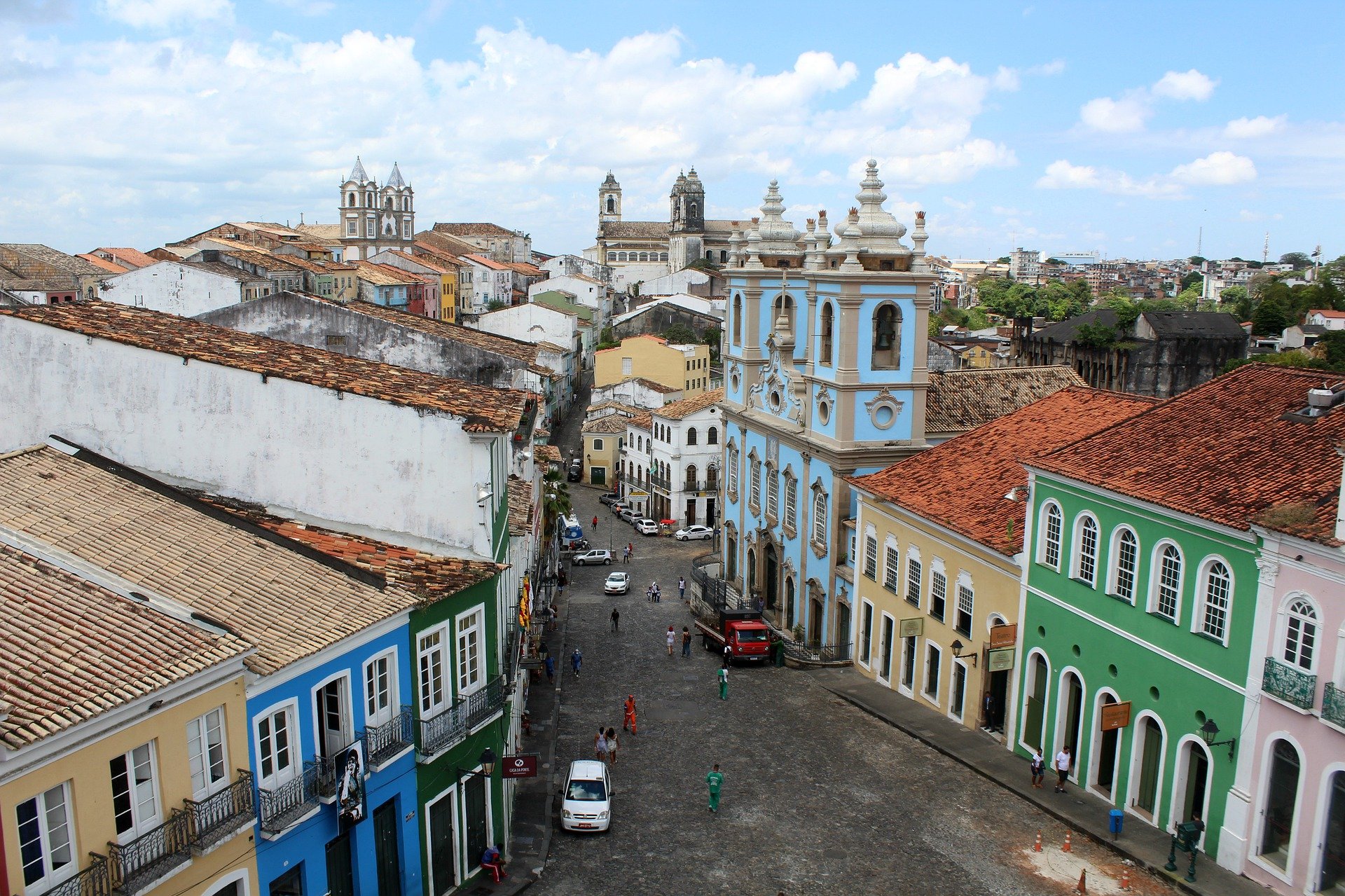 Foto aérea de Pelourinho en Salvador de Bahía, viaje a Brasil