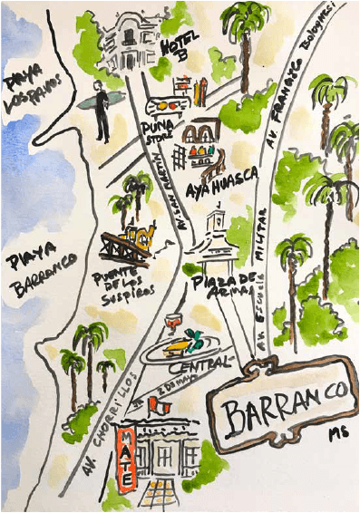Mapa ilustrado de Barranco, Lima.