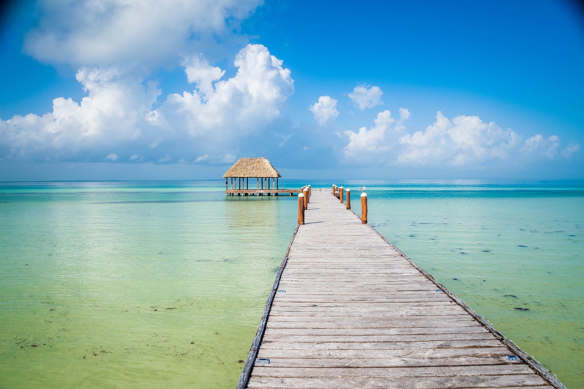 Muelle en Holbox, playas del Caribe