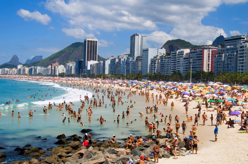Playa de Cobacabana en Río de Janeiro en un viaje a Brasil
