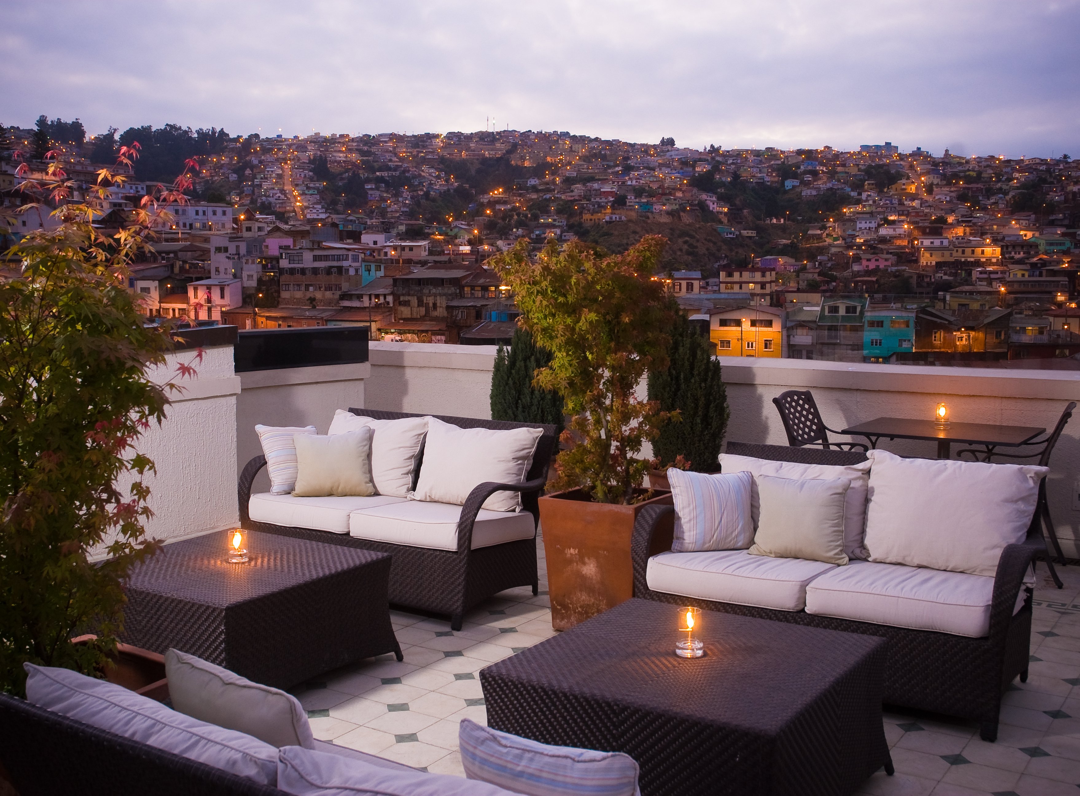 Terraza del Hotel Casa Higueras en Valparaíso