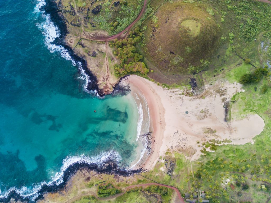 Playa Anakena en Isla de Pascua